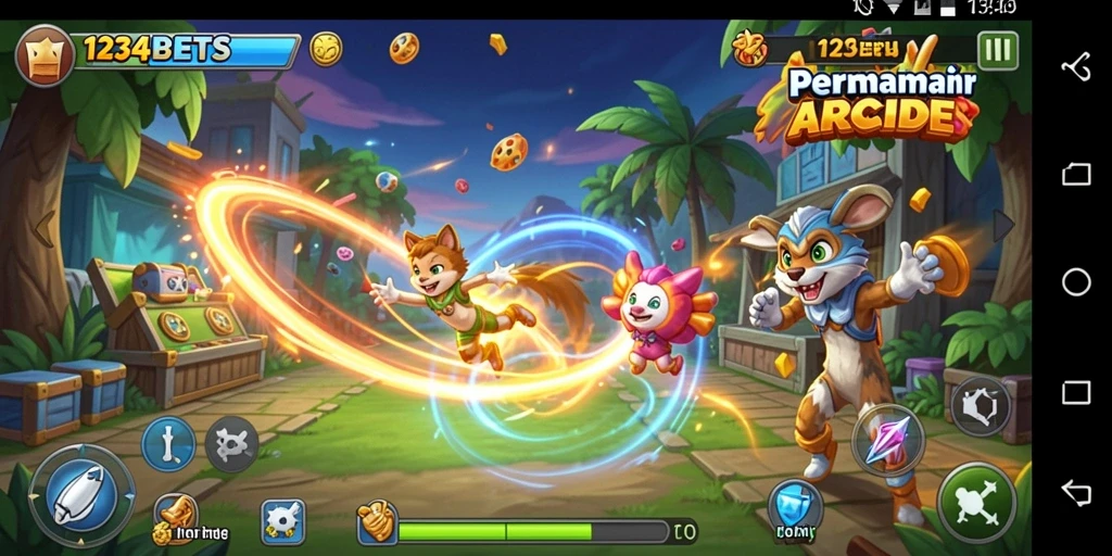 Screenshot utama 1234BETS yang menunjukkan aksi gameplay arcade yang seru.