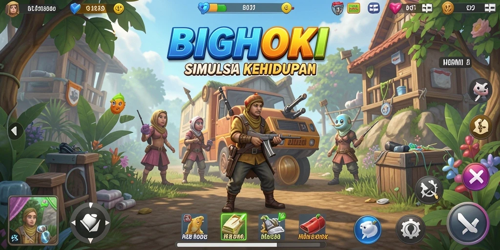 Tampilan gameplay seru BIGHOKI dengan karakter yang menarik.