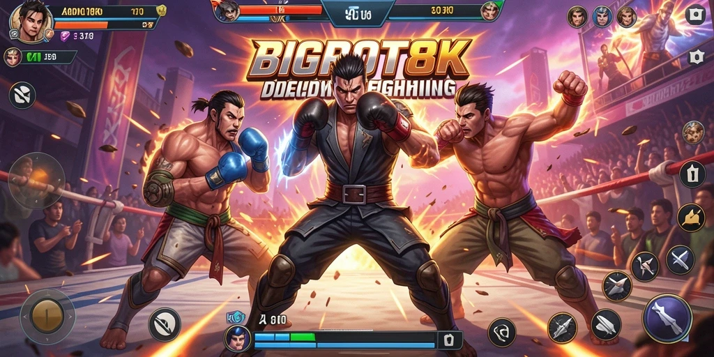 Screenshot menampilkan pertarungan seru di BIGPOT88 dengan efek visual yang menarik.