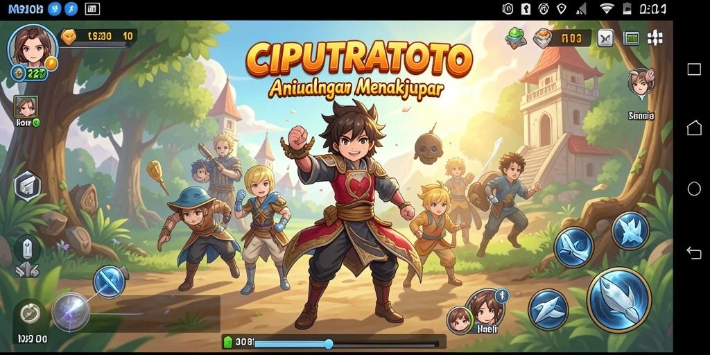 Tangkapan layar gameplay CIPUTRATOTO dengan karakter Anime yang hidup.