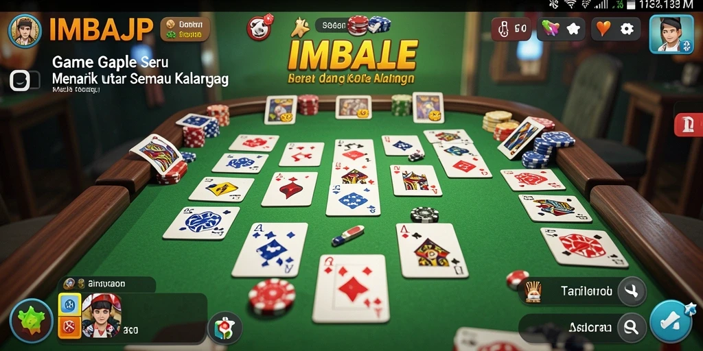 Screenshot gameplay IMBAJP yang menampilkan serunya bermain Gaple.