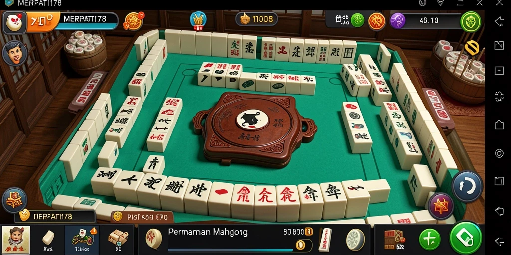Tampilan gameplay menantang dengan grafis Mahjong yang menarik.