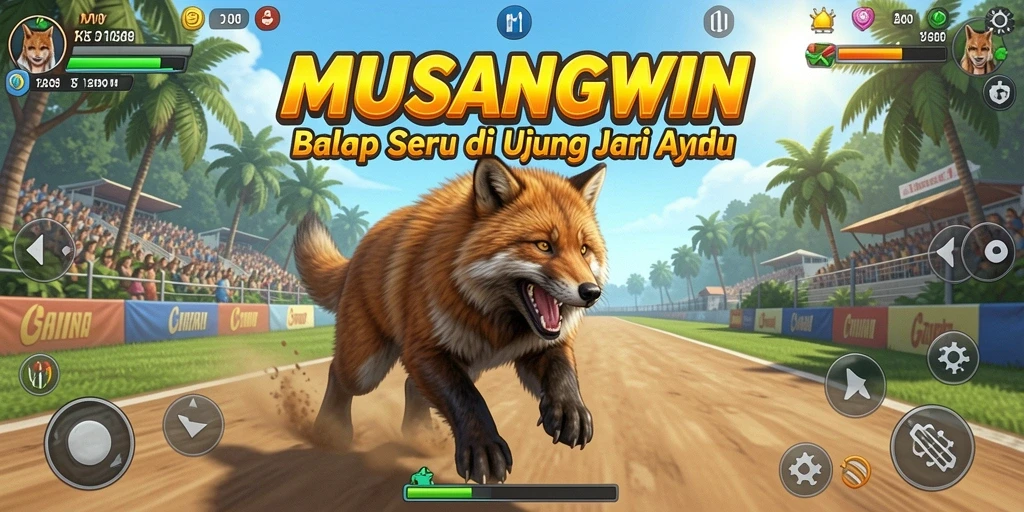 Tampilan gameplay Racing MUSANGWIN yang mendebarkan dan penuh aksi.
