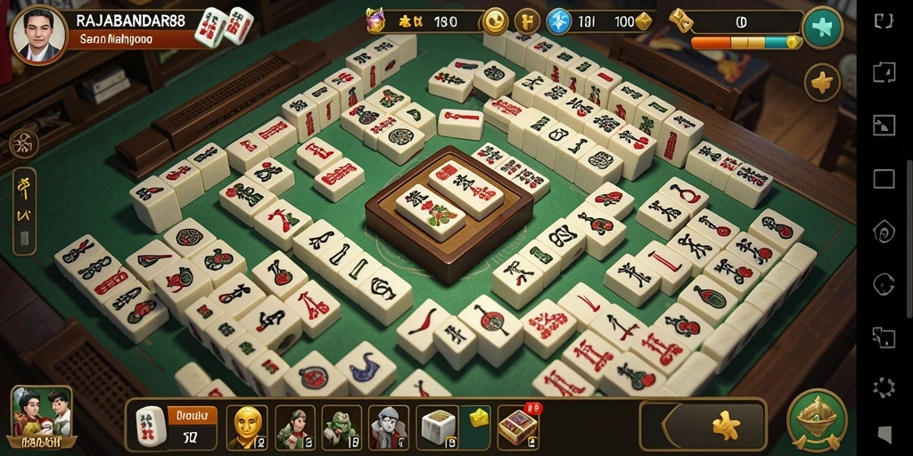 Screenshot gameplay RAJABANDAR88 menampilkan aksi seru Mahjong.