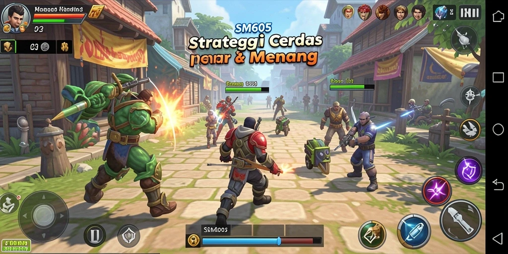 Tangkapan layar gameplay SM605 dengan aksi strategi yang intens.